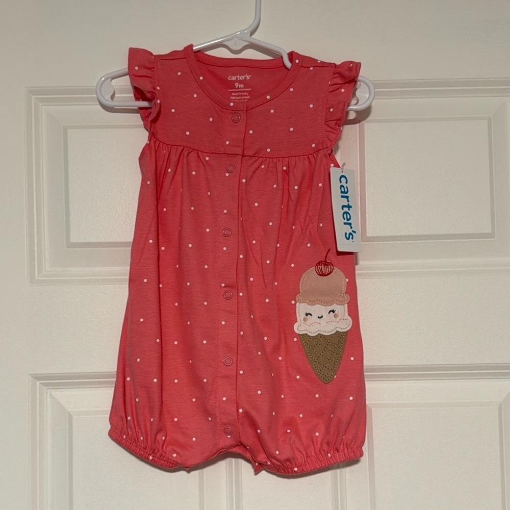 Carters Baby Girl Ice Cream Romper Size 6-9 Months
